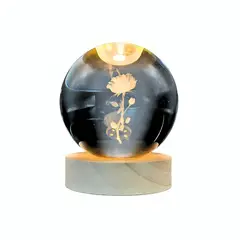 GENERICO - Lampara Bola De Cristal LED Rosa
