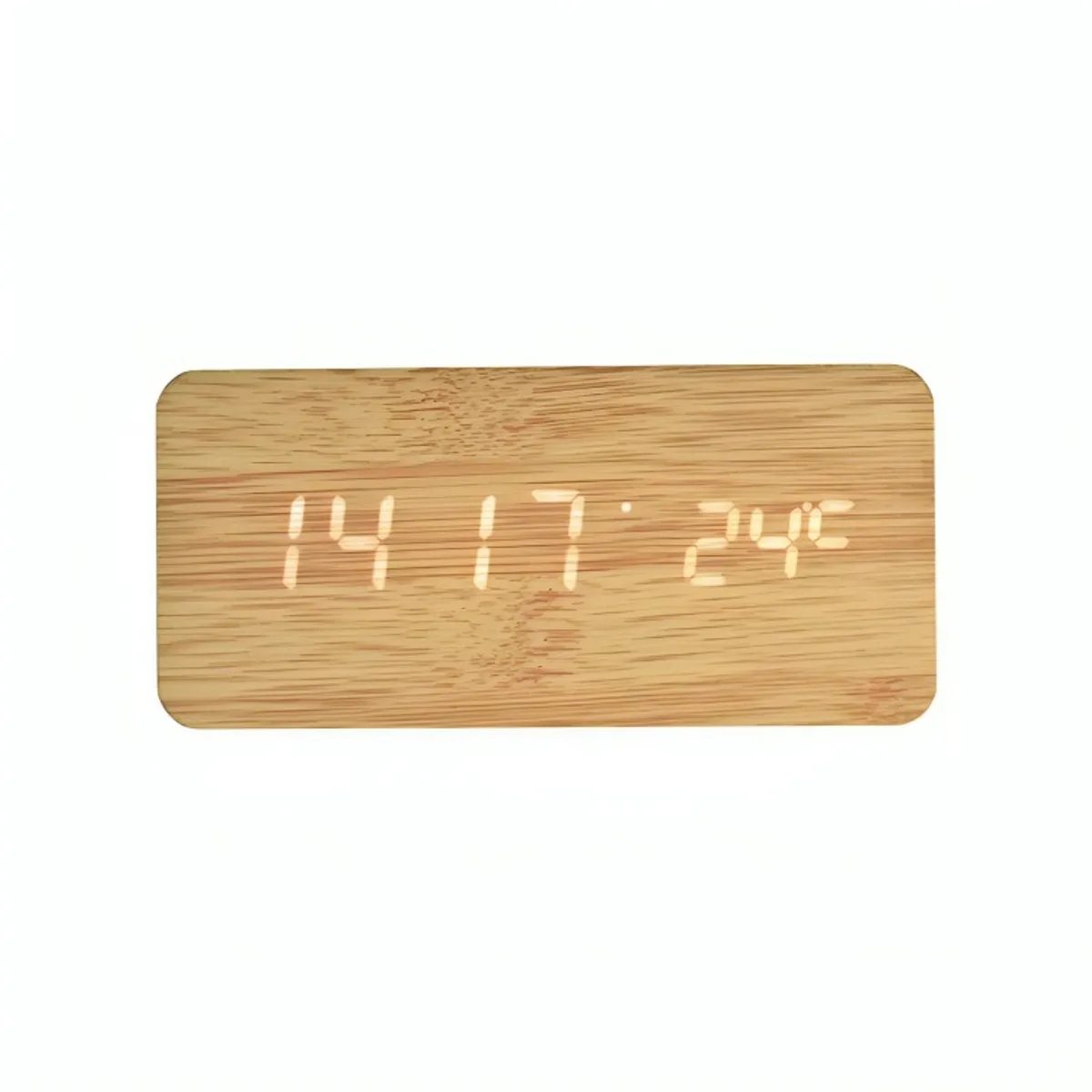 GENERICO - Reloj Digital LED Tipo Madera Zen Marrón