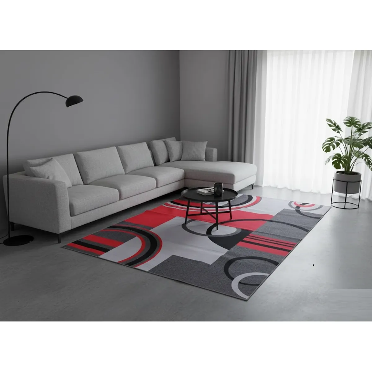 GENERICO - ALFOMBRA 180X200 CM ROJA  DISEÑO GEOMETRICO  ELEGANTE MODERNA DECORATIVA DCOIDEA