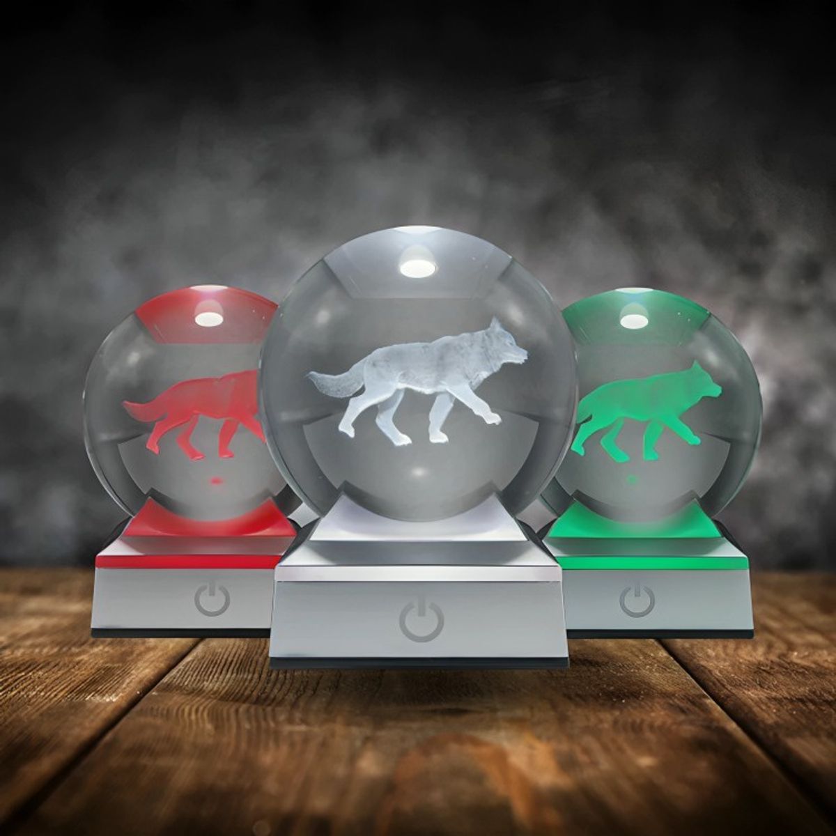 GENERICO - Bola de Cristal LED RGB Diseños 3D Multicolor Lobo