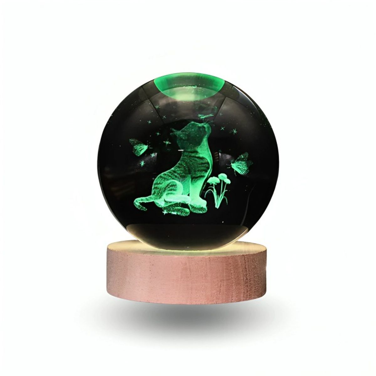 GENERICO - Lampara Bola De Cristal LED RGB Colores Gato