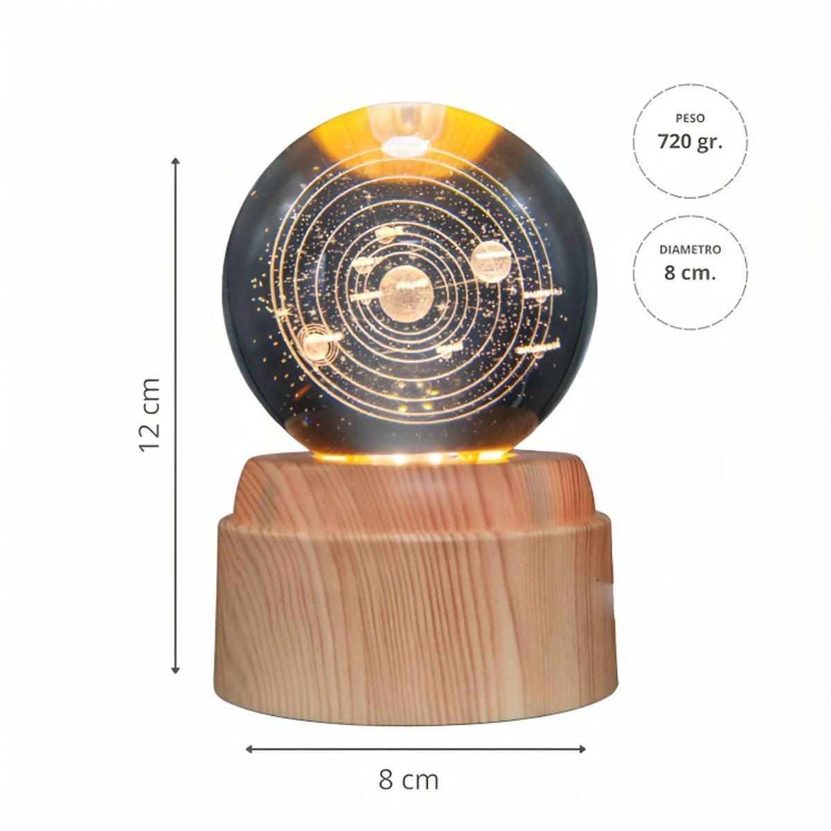 GENERICO - Lámpara Bola de Cristal LED  Sistema Solar