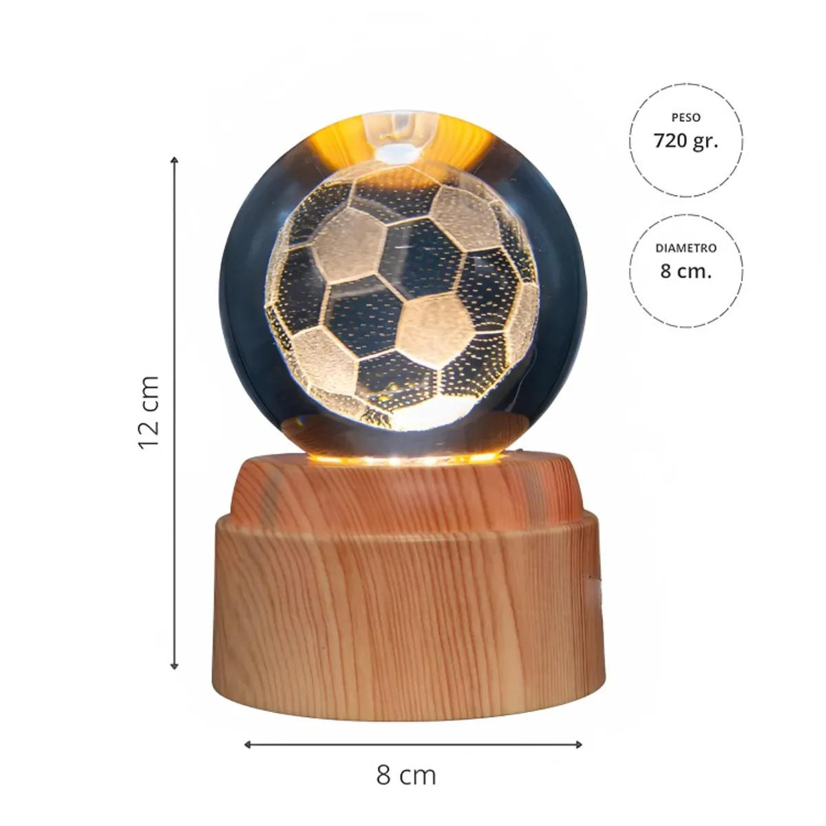 GENERICO - Lámpara Bola de Cristal LED Balón Fútbol