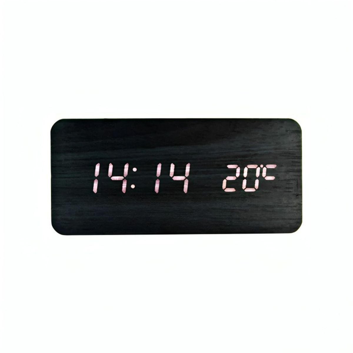 GENERICO - Reloj Digital LED Tipo Madera Zen Negro