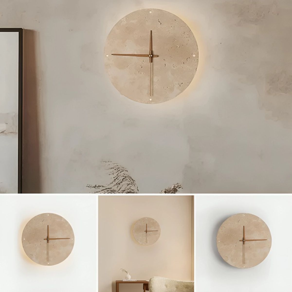 GENERICO - Reloj de Pared LED de Piedra Natural con Estilo Premium