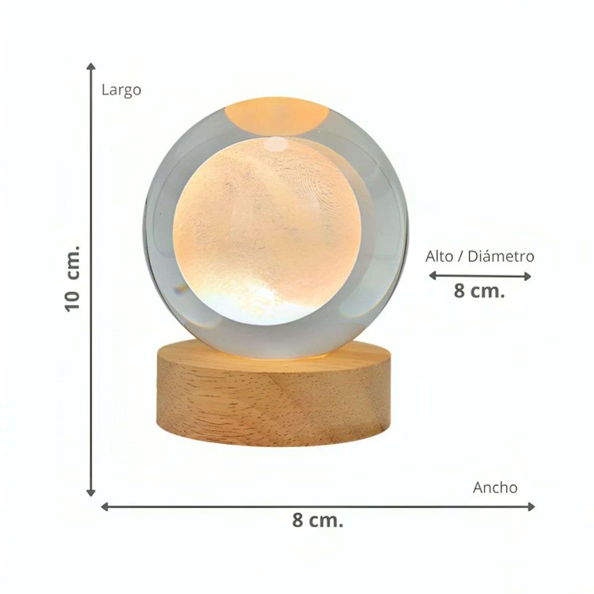 GENERICO - Lampara Bola De Cristal LED Luna