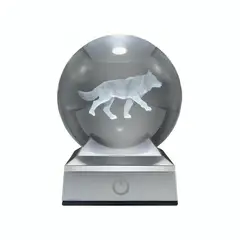 GENERICO - Bola de Cristal LED RGB Diseños 3D Multicolor Lobo