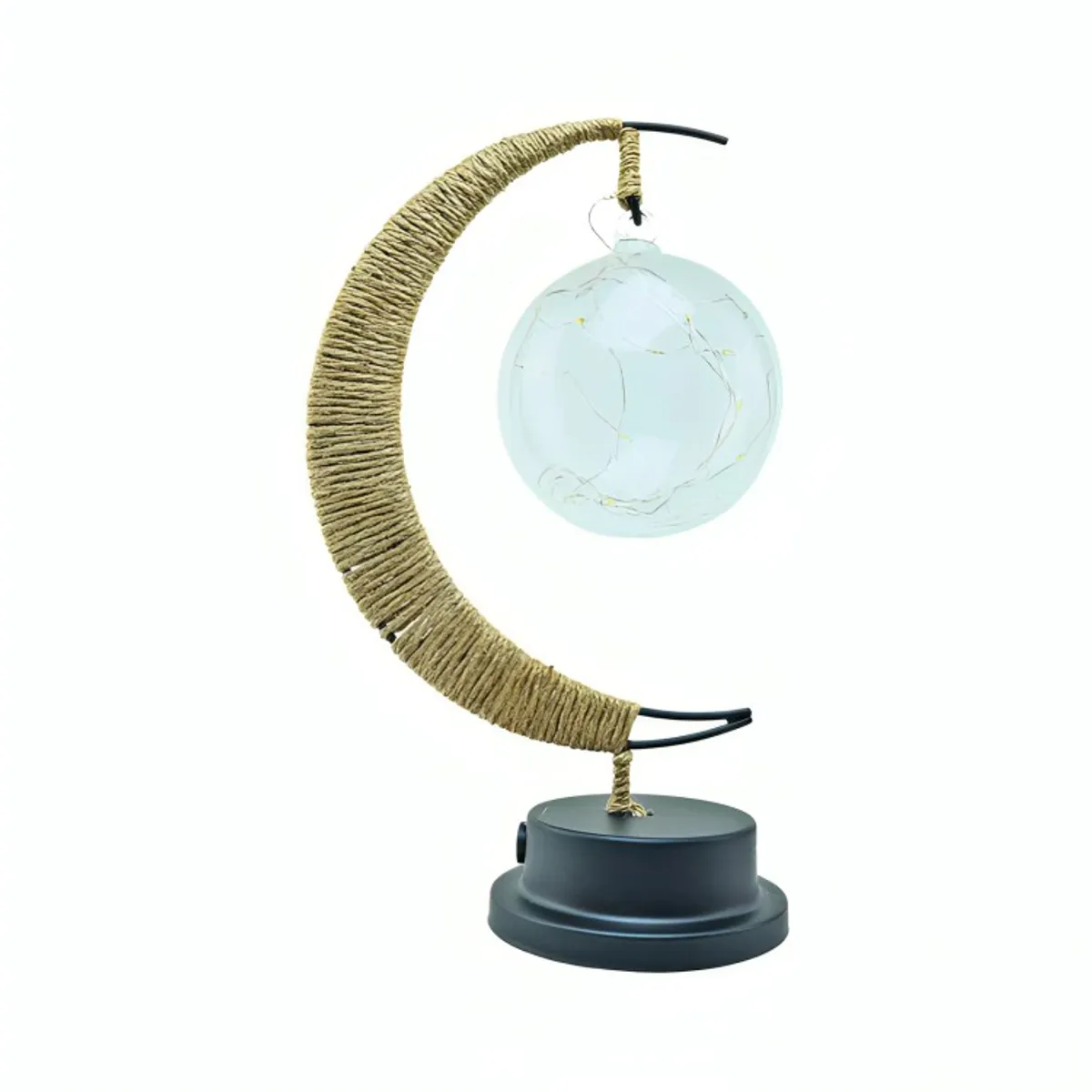 GENERICO - Lámpara LED Media Luna con Cáñamo y Colgante Bola