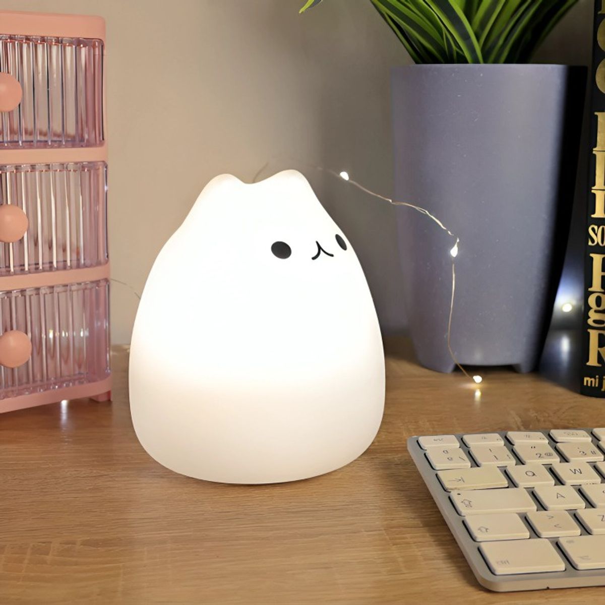 GENERICO - Lámpara de Noche de Silicona LED RGB Squishy Gatito