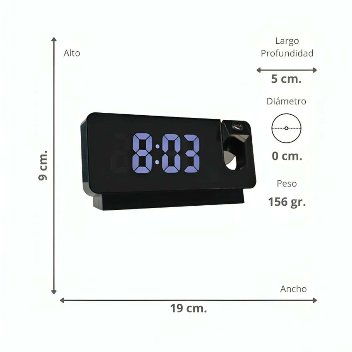 GENERICO - Reloj Digital Proyector Negro
