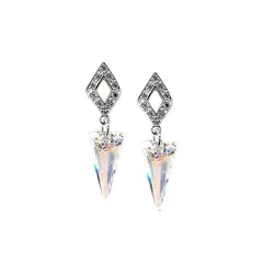 JOYAS MONTERO - Aros Roma Baño de Oro Blanco Creado con Cristal Swarovski® Aurora Boreal