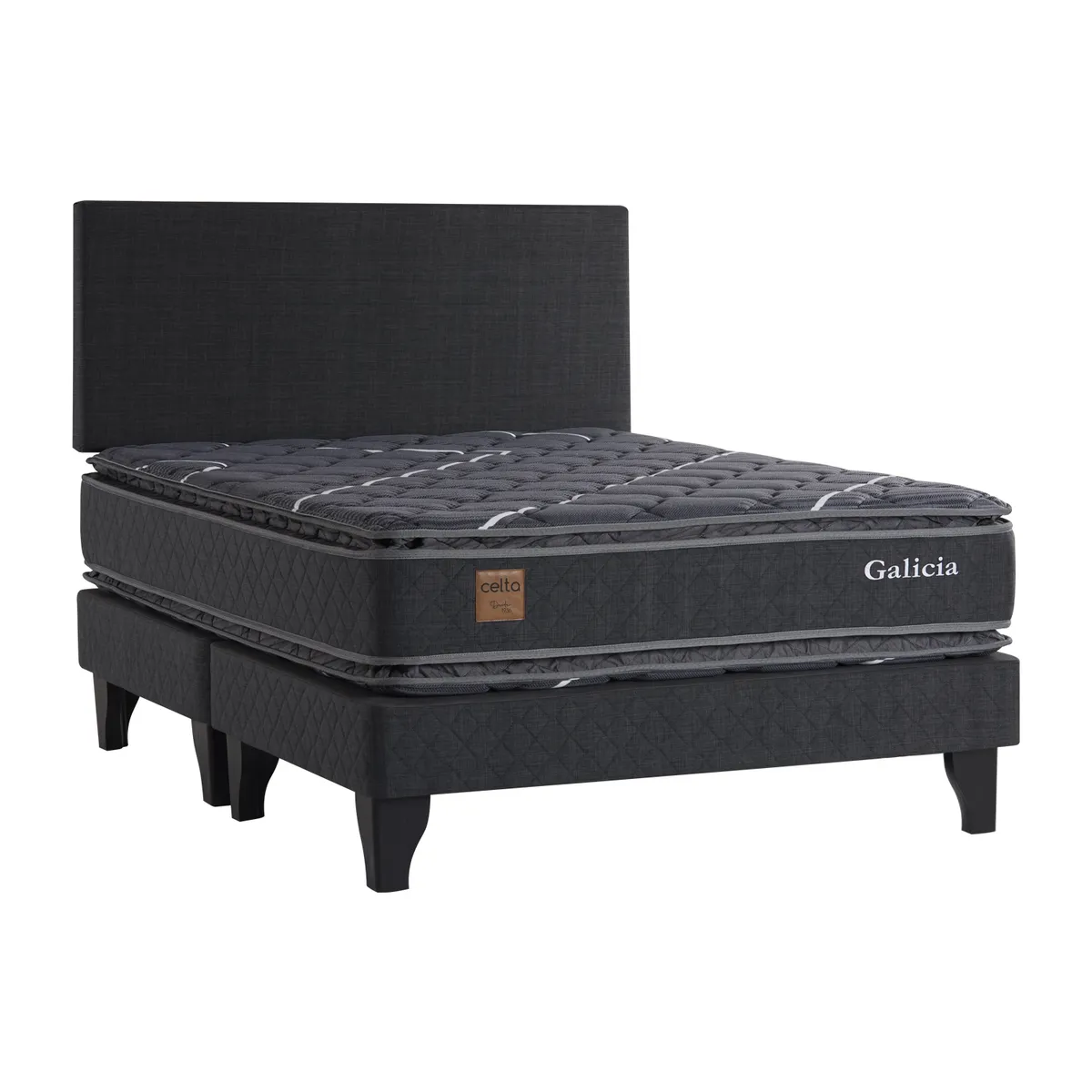 CELTA - Cama Europea Pocket Plus Galicia King + Respaldo Tela L