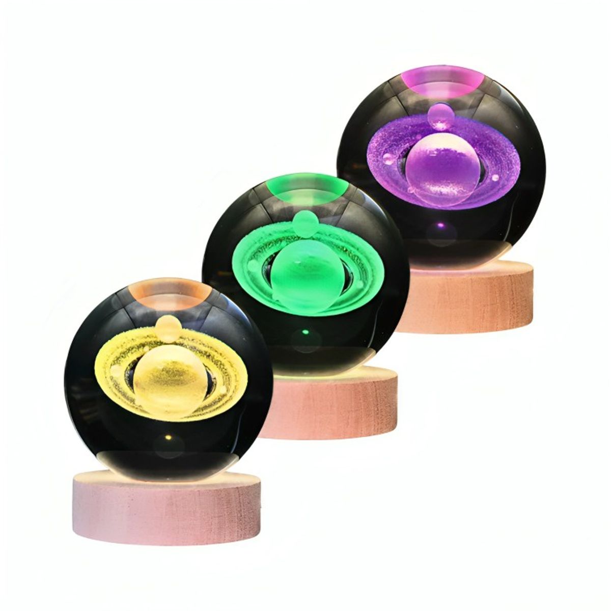 GENERICO - Lampara Bola De Cristal LED RGB Colores Saturno