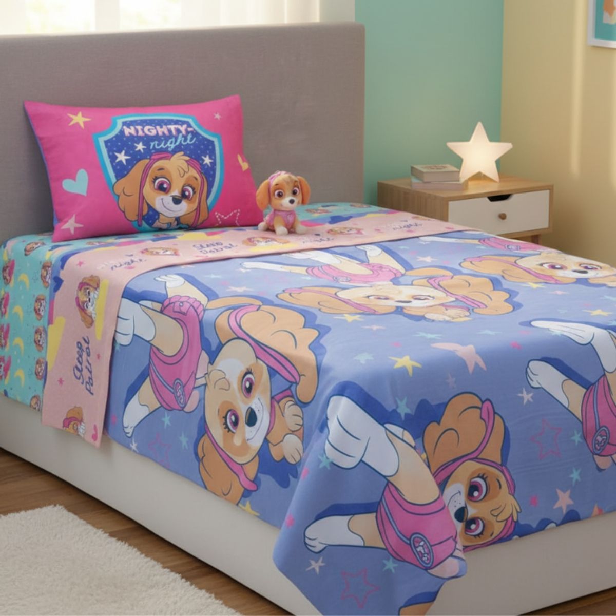 MASHINI - Juego Sábanas Mashini Paw Patrol Skye Niña 1.5 Plazas