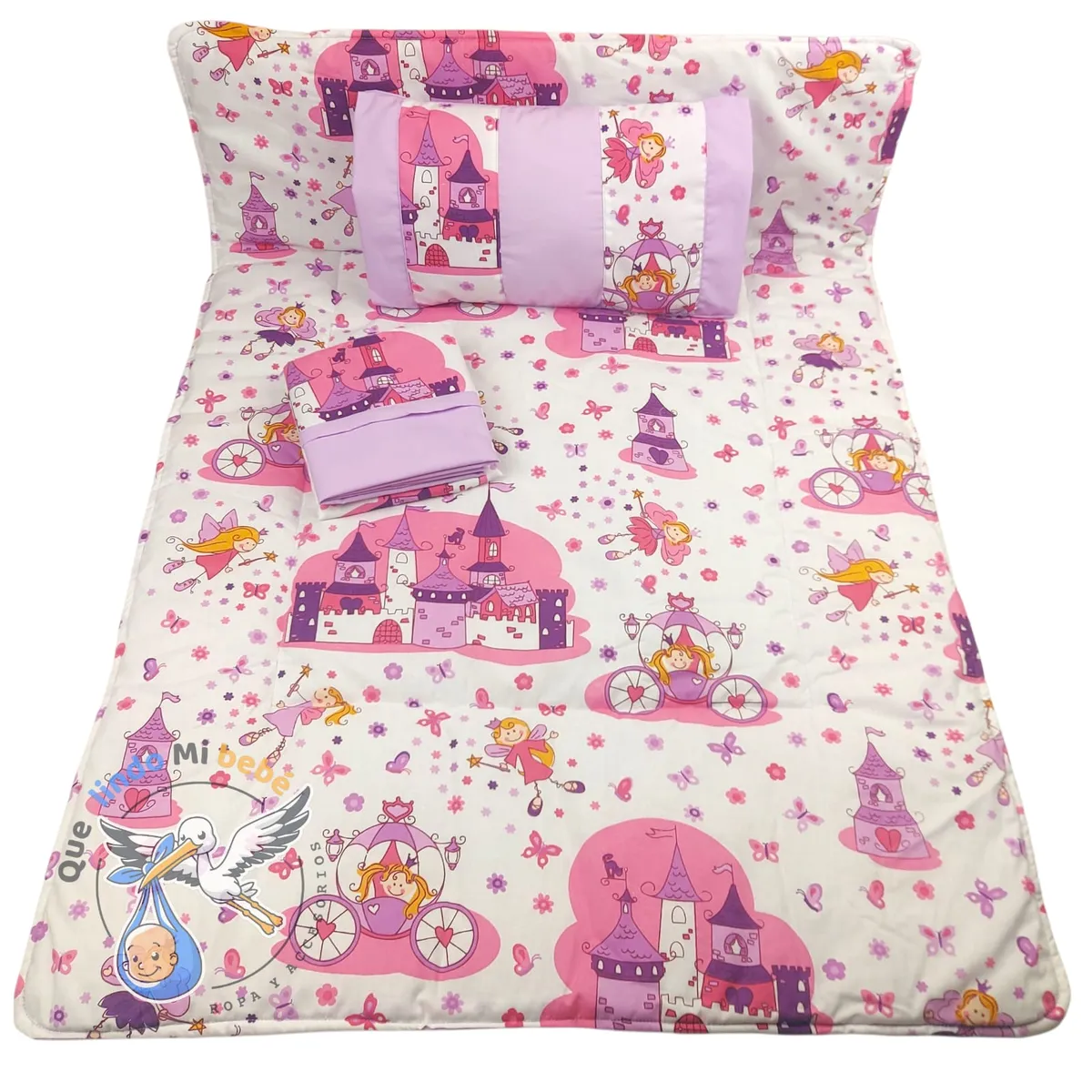 GENERICO - Set Para Cuna Colecho BlancoLila Castillo