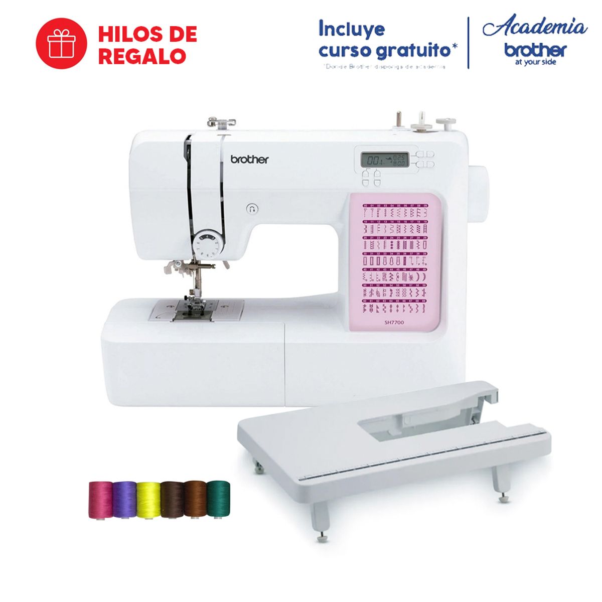 BROTHER - Máquina Coser Brother SH7700 Computarizada + mesa extensión + hilos de REGALOS