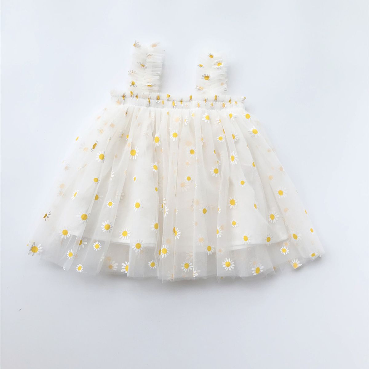 CHINA - Vestido De Malla Blanco Con Estampado De Margaritas CJ123