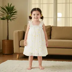 CHINA - Vestido De Malla Blanco Con Estampado De Margaritas CJ123