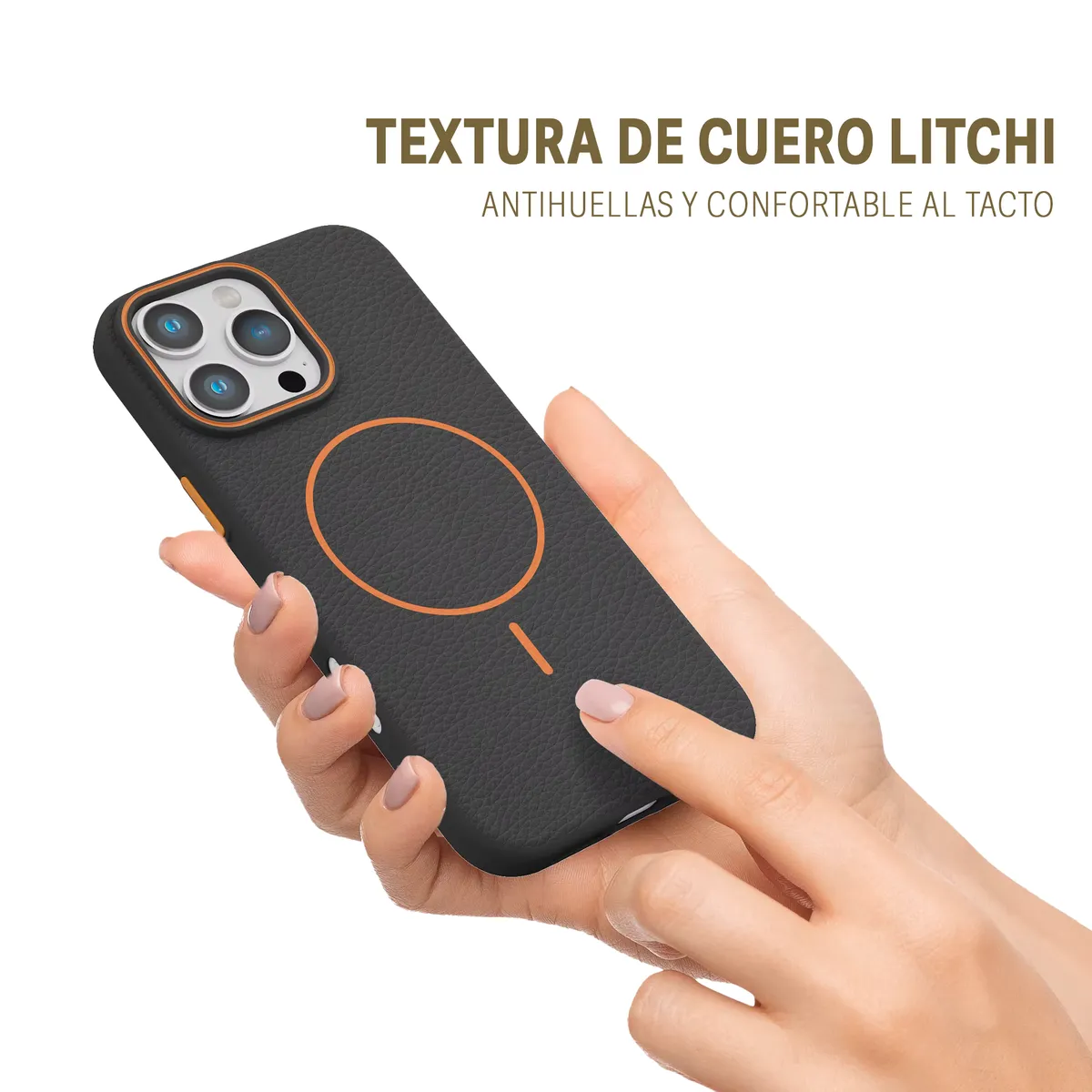 Carcasa Textura Cuero Para iPhone 17 / Negro, marca GENERICO - Foto 2