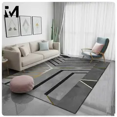 GENERICO - ALFOMBRA 200X240 CM DISEÑO GEOMETRICO GRIS LINEAS ELEGANTE MODERNA DCOIDEA