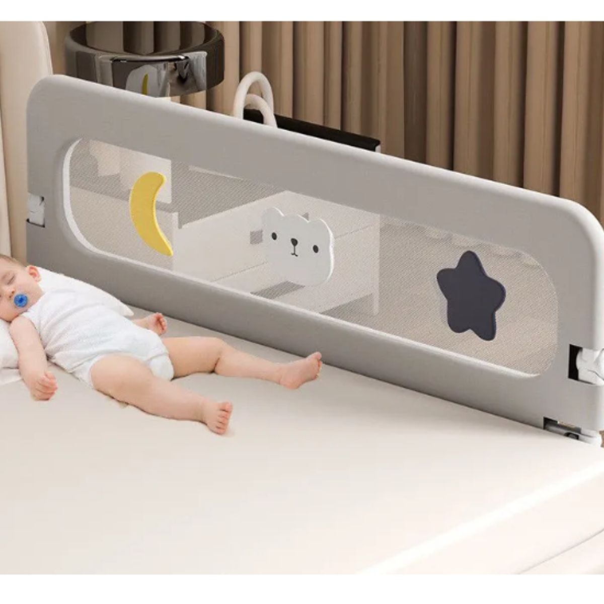 Baranda De Cama 18mtrs Seguridad Bebe Abatible Ajustable GRIS, marca GENERICO - Foto 2