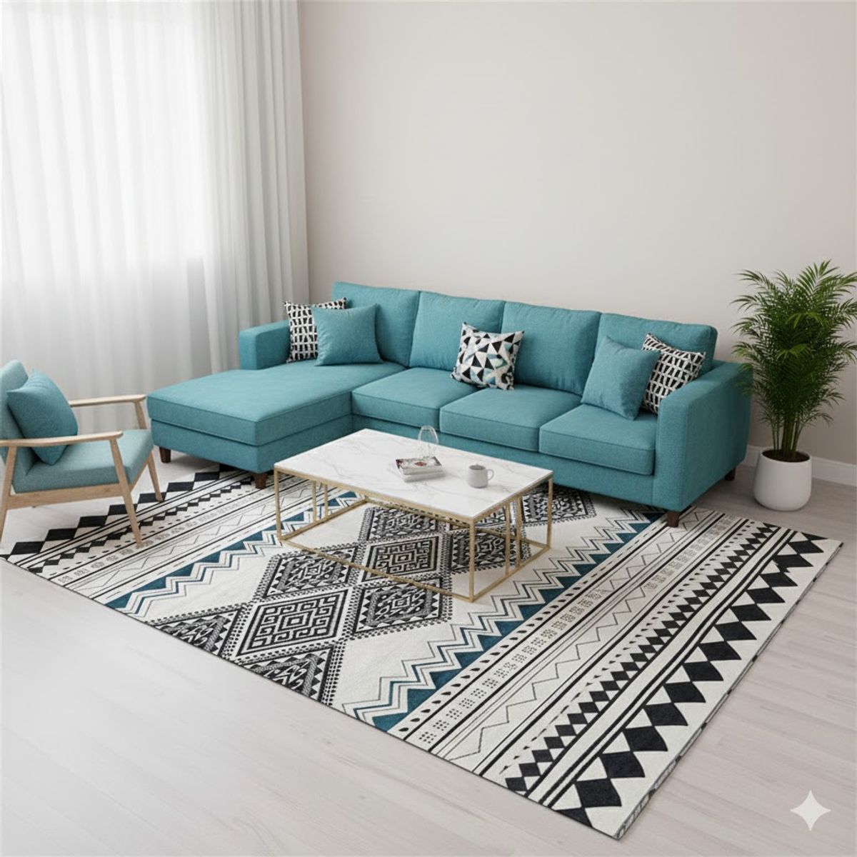 GENERICO - ALFOMBRA 200X240 CM DISEÑO GEOMETRICO GRIS ZIGZAG ELEGANTE MODERNA DCOIDEA