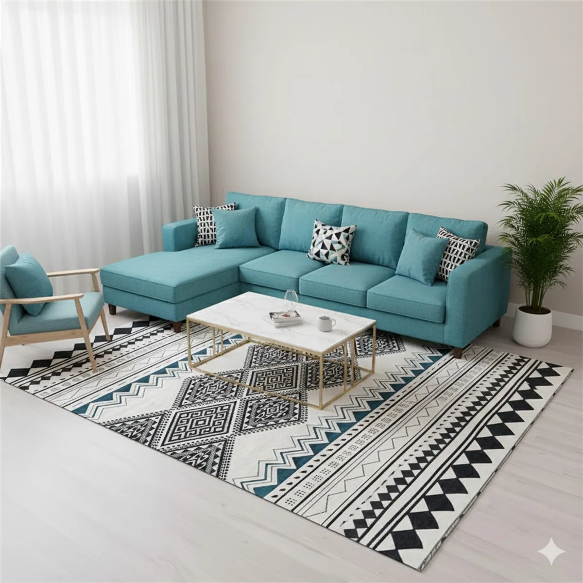 GENERICO - ALFOMBRA 200X240 CM DISEÑO GEOMETRICO GRIS ZIGZAG ELEGANTE MODERNA DCOIDEA
