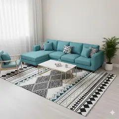 GENERICO - ALFOMBRA 200X240 CM DISEÑO GEOMETRICO GRIS ZIGZAG ELEGANTE MODERNA DCOIDEA