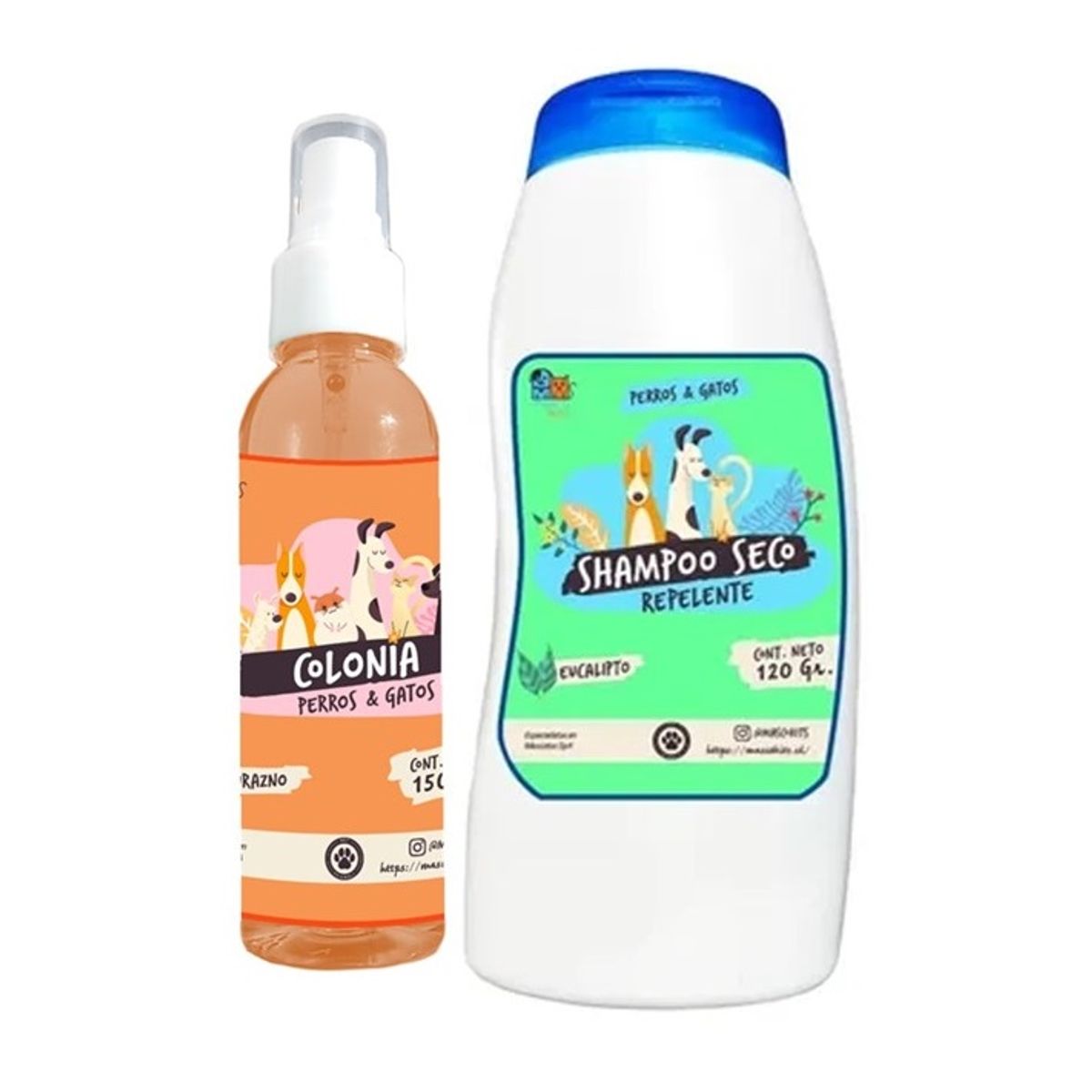 MASCOKITS - Kit Para Perro Shampoo Seco  Colonia Durazno-Eucalipto