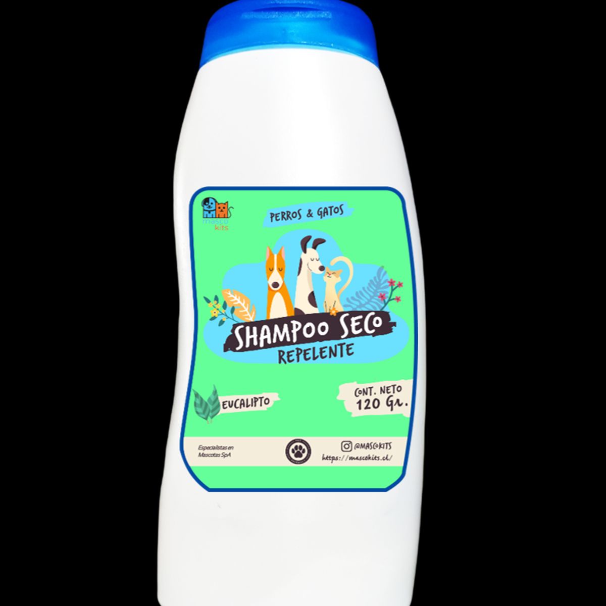 MASCOKITS - Kit Para Perro Shampoo Seco  Colonia Durazno-Eucalipto