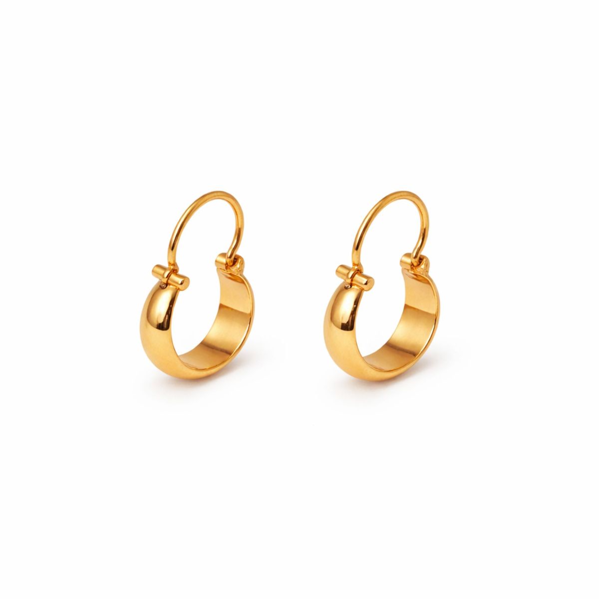 JIREH JOYAS - Aros Argolla Bote 1.5cm largo Oro 18K Colgantes 1.50gr Mujer Elegantes