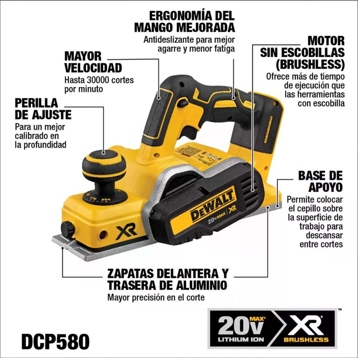 DEWALT - CEPILLO 20V MAX XR DEWALT SB-C DCP580B