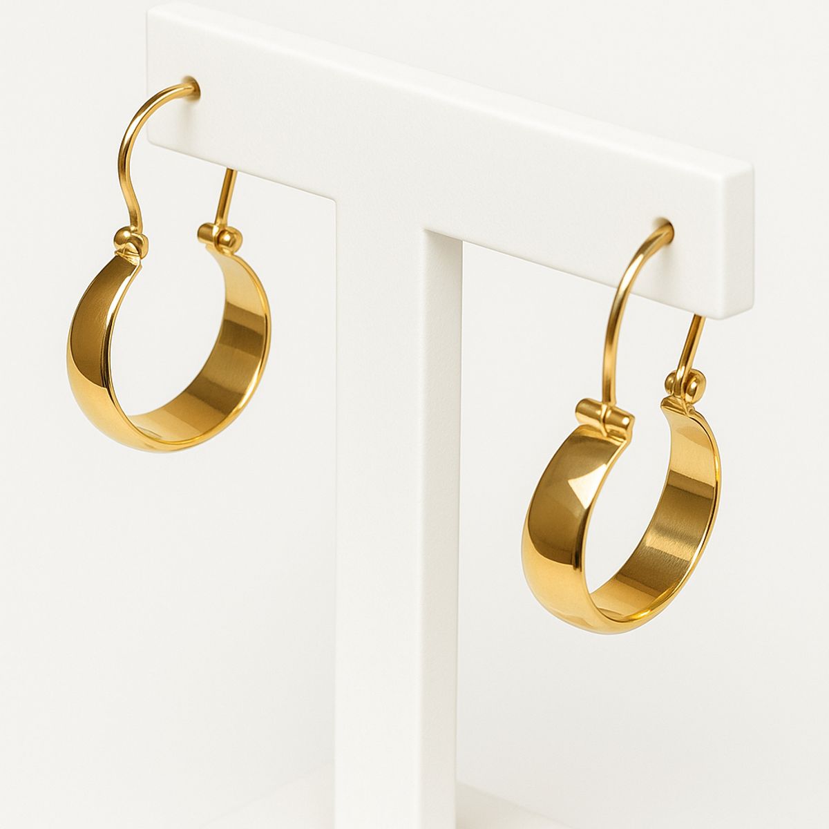 JIREH JOYAS - Aros Argolla Bote 2cm largo Oro 18K Colgantes 1.70gr Mujer Elegantes