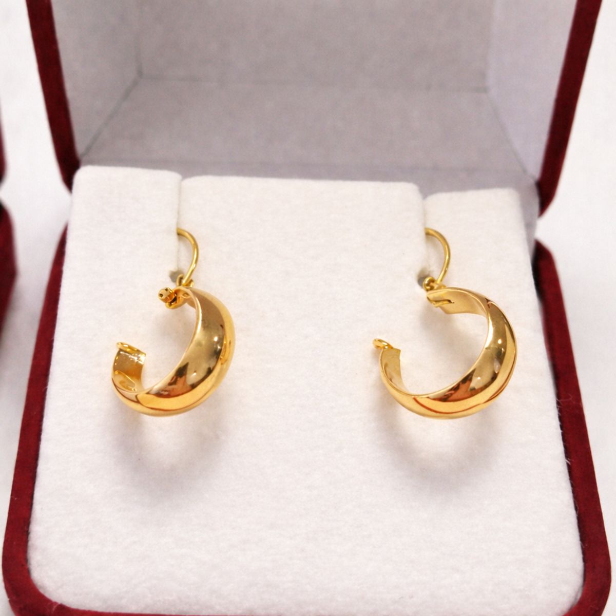 JIREH JOYAS - Aros Argolla Bote 2cm largo Oro 18K Colgantes 1.70gr Mujer Elegantes