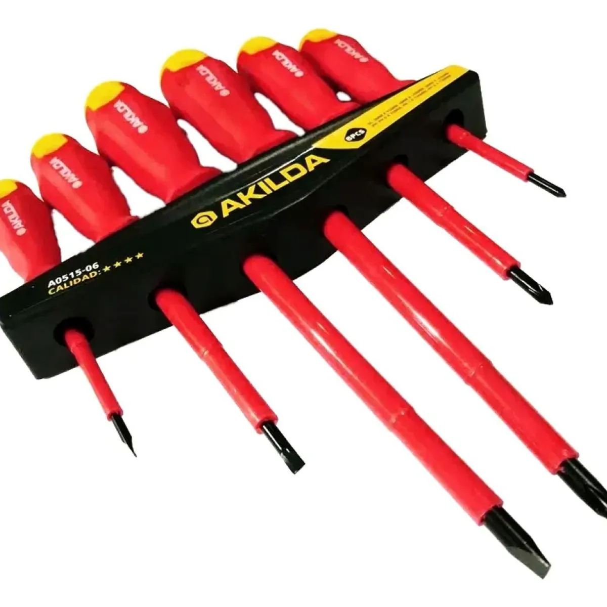 GENERICO - Juego 6 Destornilladores Electricista Aislados 1000v Akilda
