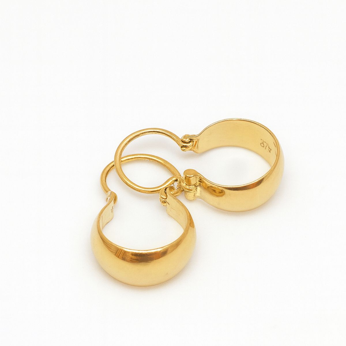 JIREH JOYAS - Aros Argolla Bote 2.3cm largo Oro 18K Colgantes 2.40gr Mujer Elegantes