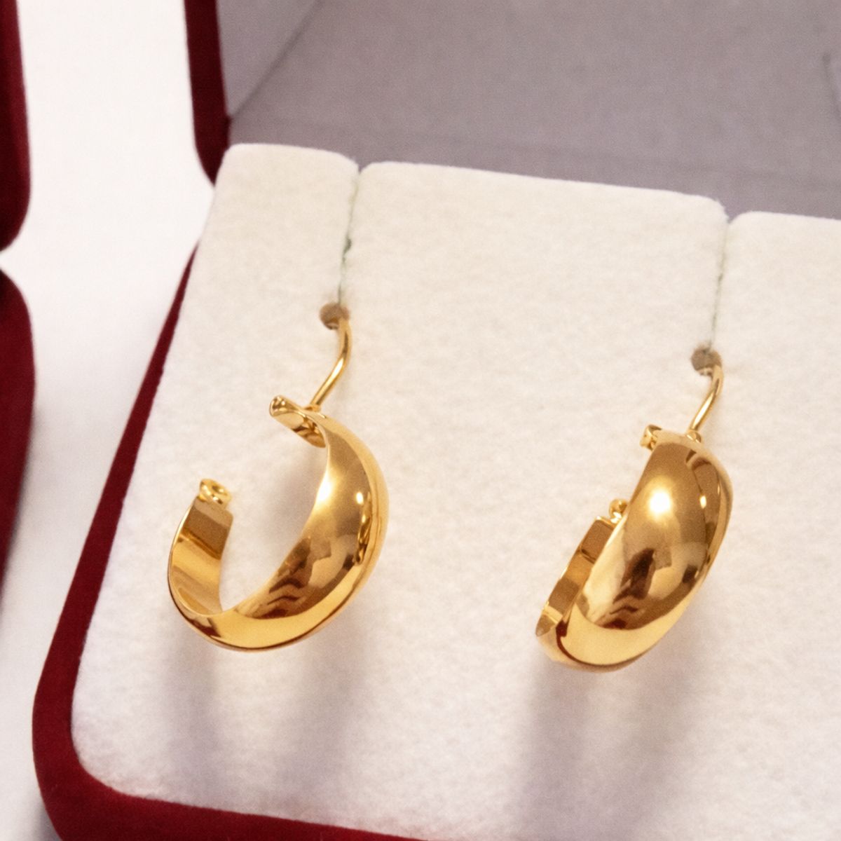 JIREH JOYAS - Aros Argolla Bote 2.3cm largo Oro 18K Colgantes 2.40gr Mujer Elegantes