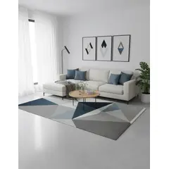 GENERICO - ALFOMBRA CON DISEÑO 180X200 DISEÑO CELESTE GEOMETRICO MODERNA ELEGANTE DCOIDEA