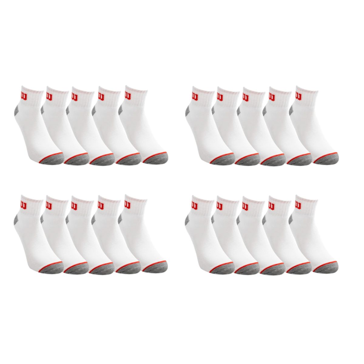 WILSON - Calcetines Wilson 20 Pack Hombre Quarter Reforzados Blanco Talla 40 a 44