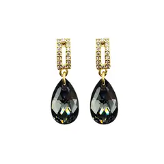 JOYAS MONTERO - Aros Palermo Baño de Oro 24 K Creado con Cristal Swarovski® Silver Night