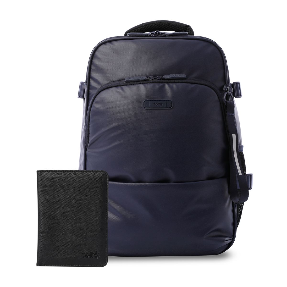 TOTTO - Pack Mochila de viaje Trip Azul + Portapasaporte Totto