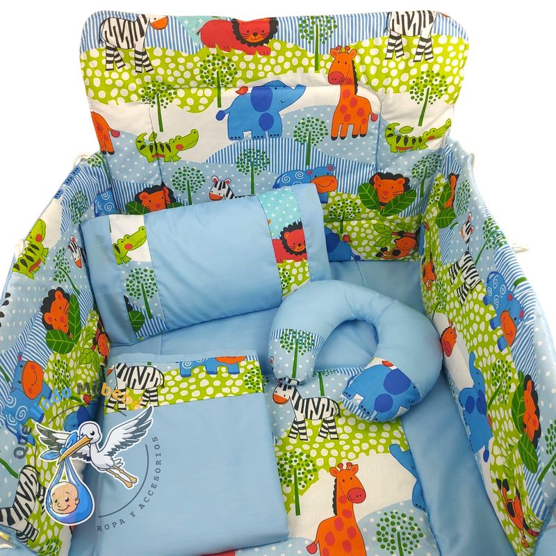 GENERICO - Set para Cuna Estándar Celeste Animalitos