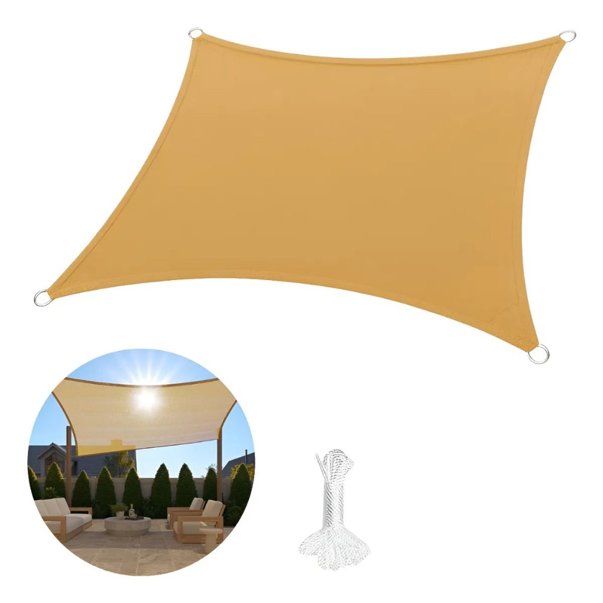 MUNDO MAGIA - Toldo Vela Rectangular Toldo Vela Sombreadora Toldo 25x35