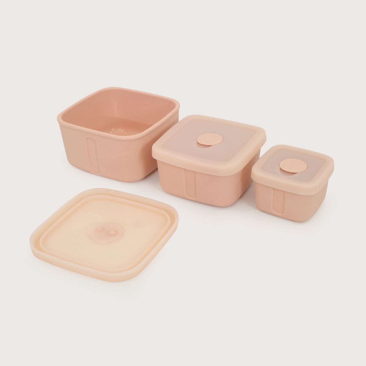 OPALINE - Set 3 contenedores cuadrados con varvula rosada