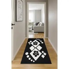 MROTTO - Alfombra de Pasillo Negro 70 x 230 cm Moderna