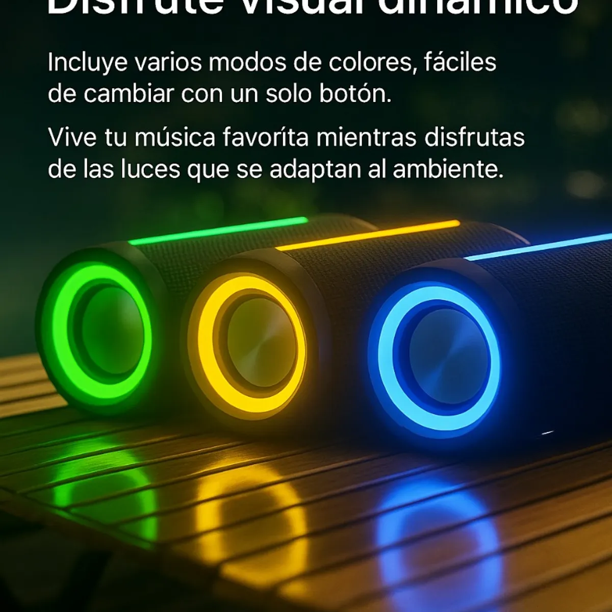 GENERICO - Parlante Bluetooth Portátil TWS con Luces LED RGB  Sonido Envolvente 360°