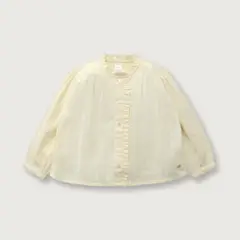 OPALINE - Blusa de niña cuello mao vuelos Amarillo