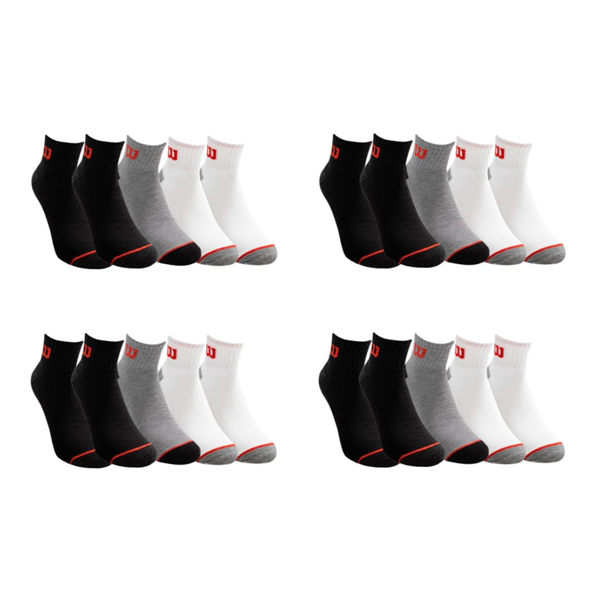WILSON - Calcetines Wilson 20 Pack Hombre Quarter Reforzados Mix Talla 40 a 44