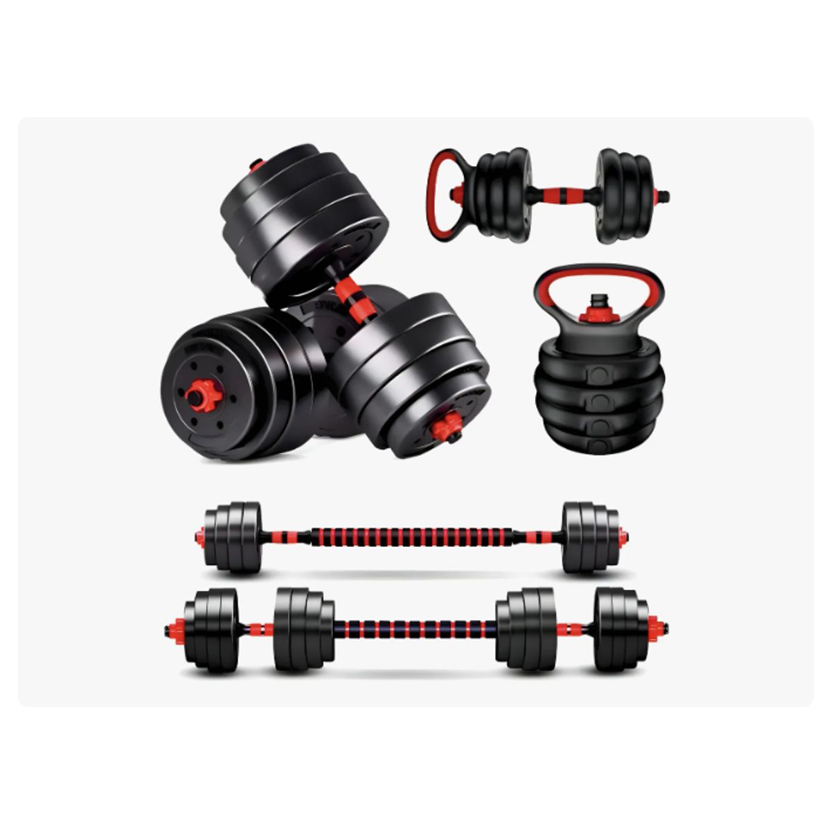 GENERICO - Set Mancuernas Barra Rusa Ajustables 20 Kg 4 En 1