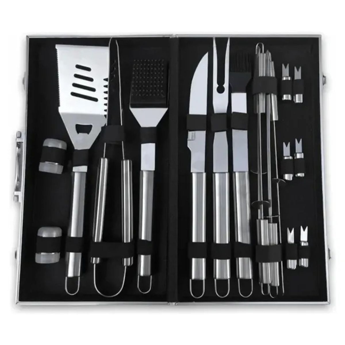 MOVI - MALETA DE LUJO CON SET PARRILLERO DE 18 PIEZAS ACERO INOX